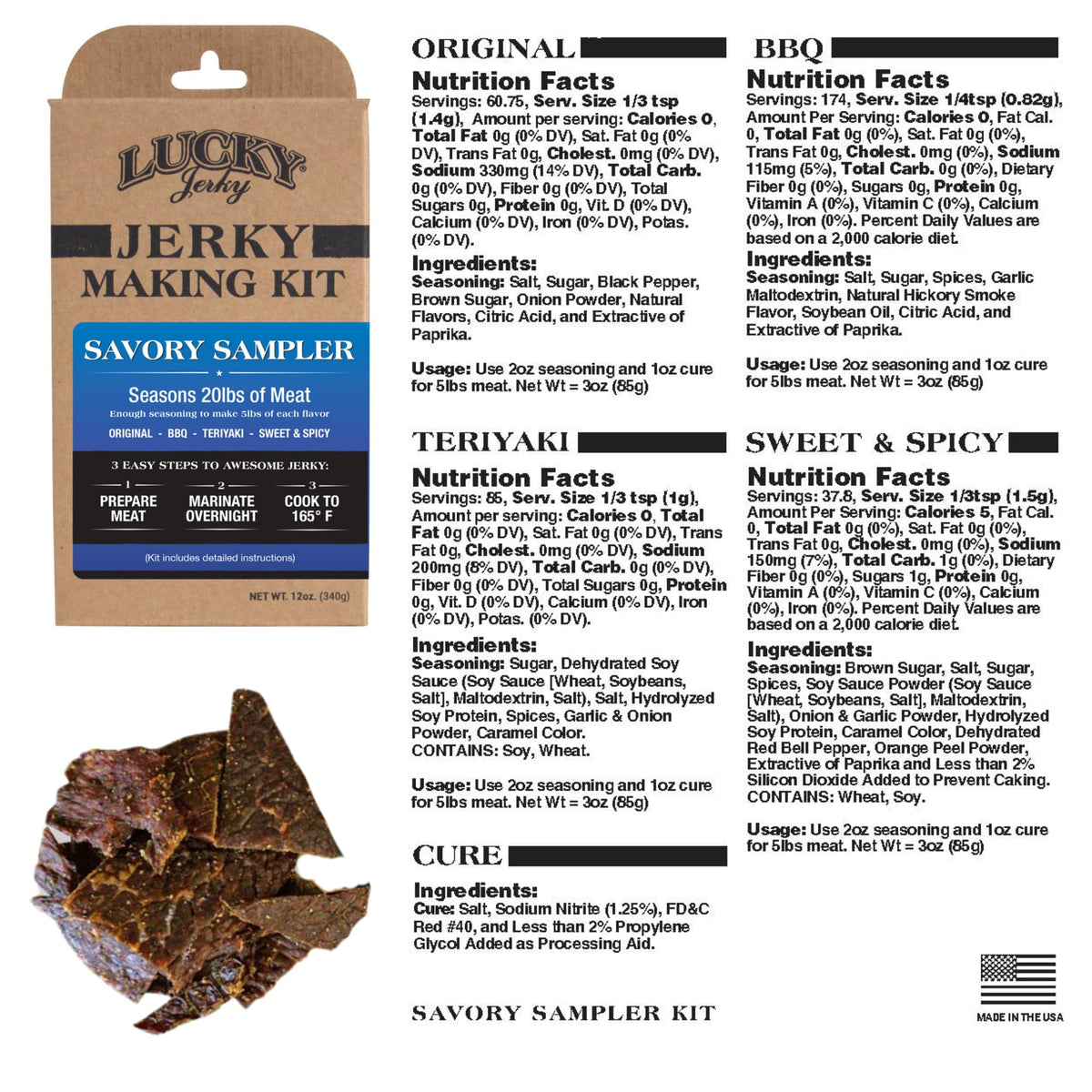 Lucky Beef Jerky BBQ seasoning jar for bold, at-home jerky.