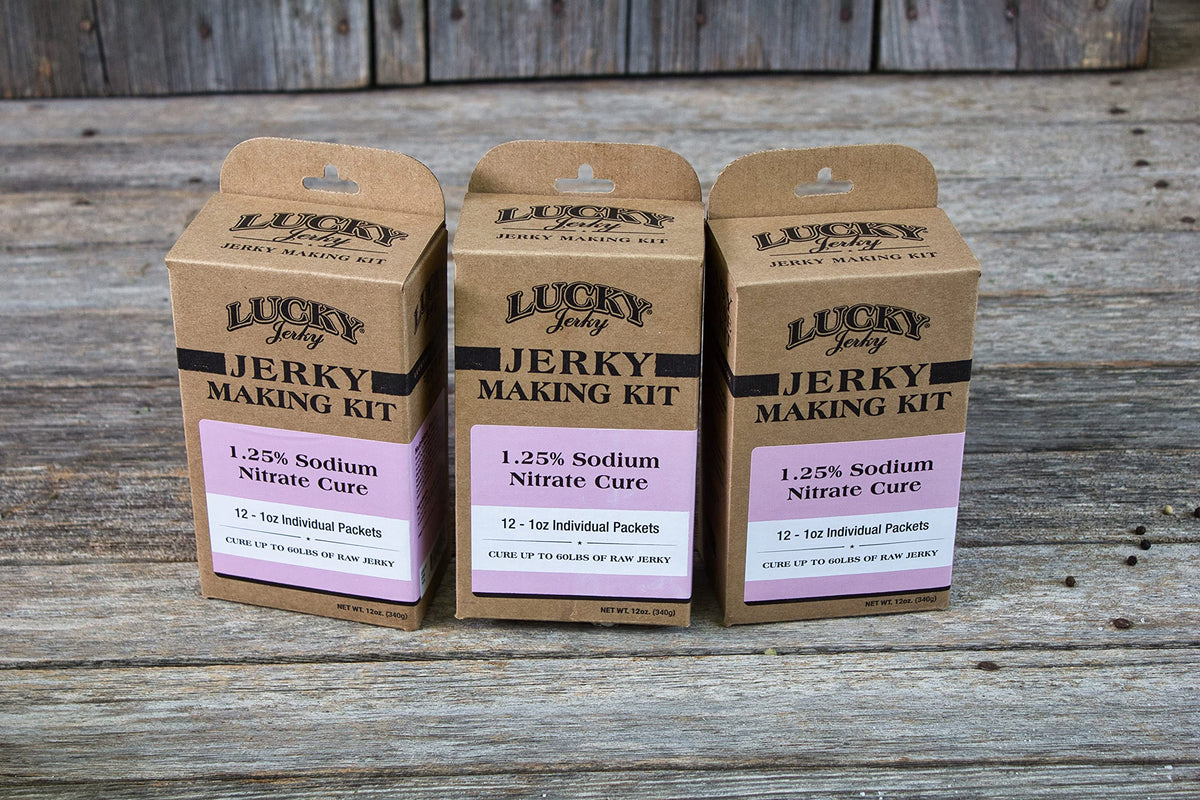 Lucky Beef Jerky cure kit contents bag demonstrating versatile meat curing options.