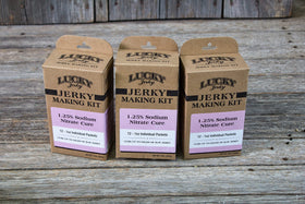 Lucky Beef Jerky cure kit contents bag demonstrating versatile meat curing options.