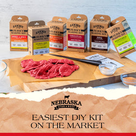 Lucky Beef Jerky cure kit final product image illustrating delicious, customizable jerky results.