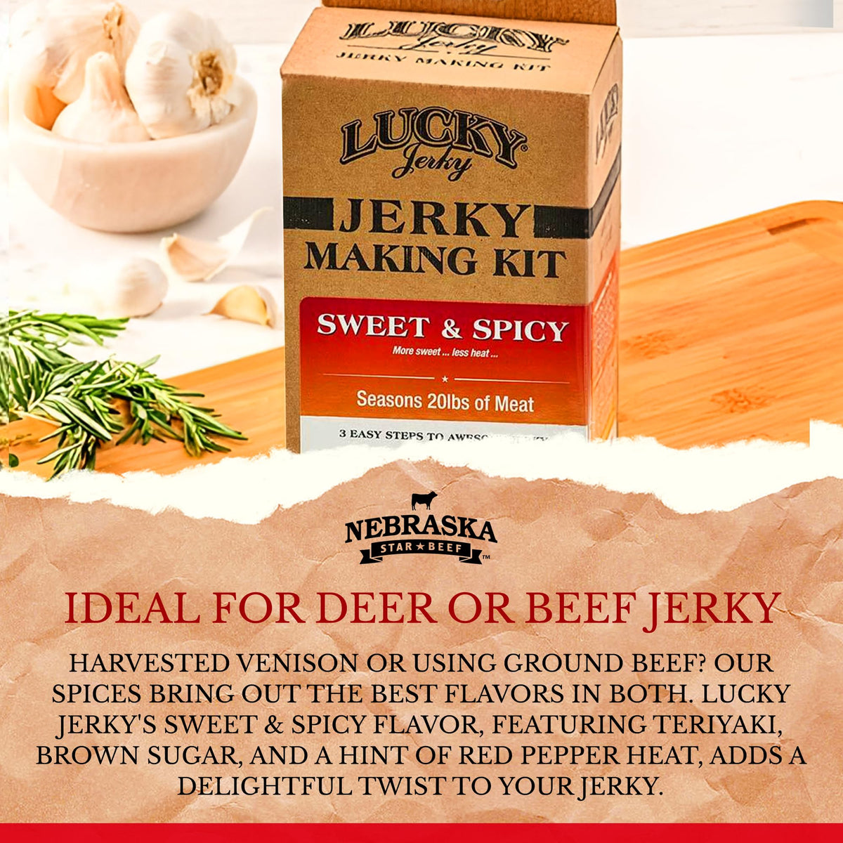 Lucky Jerky Sweet & Spicy family kitchen making jerky together.