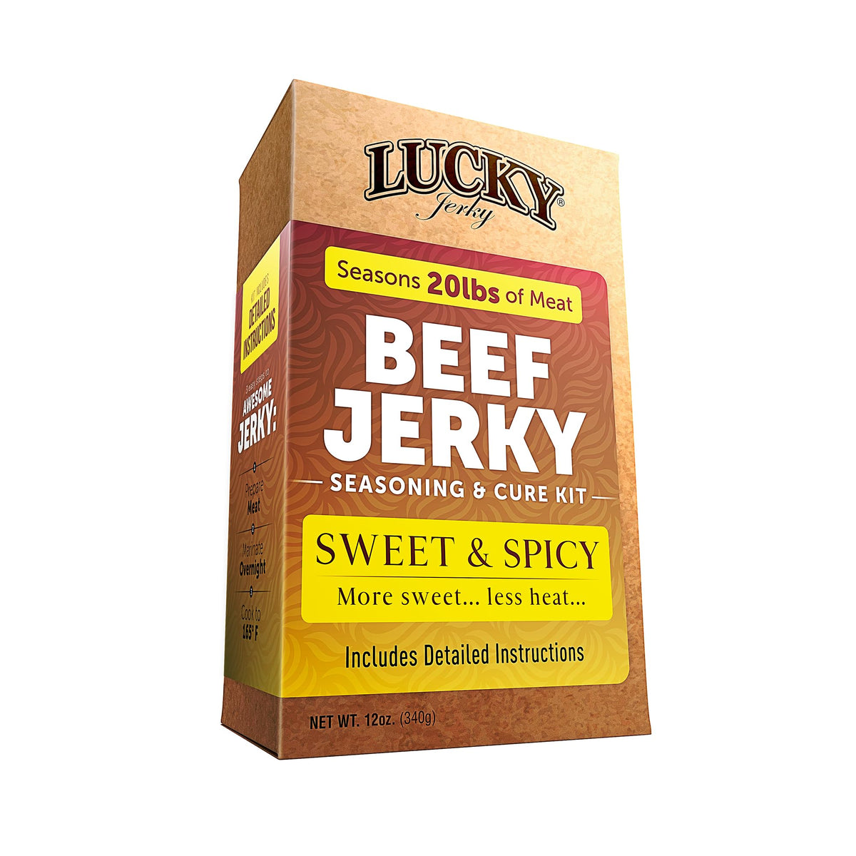 Lucky Jerky Sweet & Spicy kit packaging for easy home jerky making.