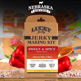 Lucky Jerky Sweet & Spicy spice blend in bowl ready to season beef or venison.