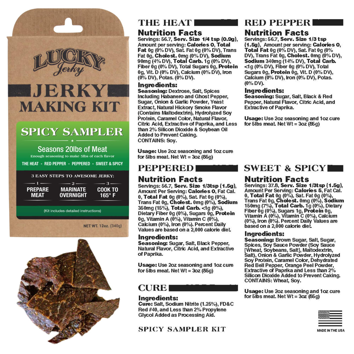 Lucky Beef Jerky home setup showing DIY jerky preparation and kits
