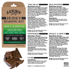 Lucky Beef Jerky home setup showing DIY jerky preparation and kits