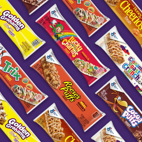 Lucky Charms Treat Bars bar showing crunch and flavor.