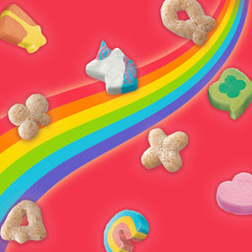 Lucky Charms Treat Bars in a lunchbox ready for school snacks.