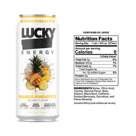 Lucky Energy 12-pack display shows convenient grab-and-go energy for busy days.