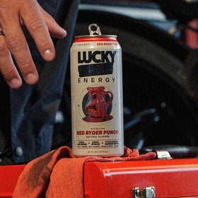 Lucky Energy beta-alanine and taurine ingredients panel for sustained drive.