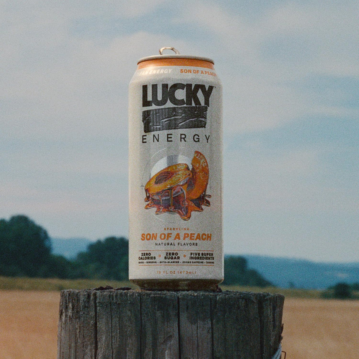 Lucky Energy on a desk during a workday for alert focus.