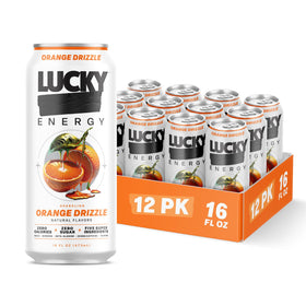 Lucky Energy Orange Drizzle can ready for workouts with zero sugar energy