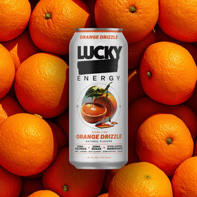 Lucky Energy ready-to-drink cans ideal for gym bag or commute