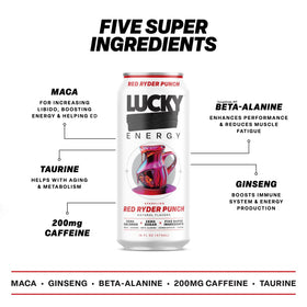 Lucky Energy Red Ryder Punch angled can ready for on-the-go energy.