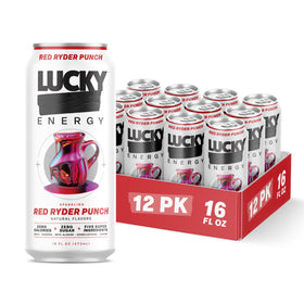 Lucky Energy Red Ryder Punch can front view showing workout-ready energy.