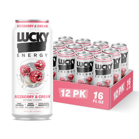 Lucky Energy Rizzberry-Cream can ready for focused study sessions.