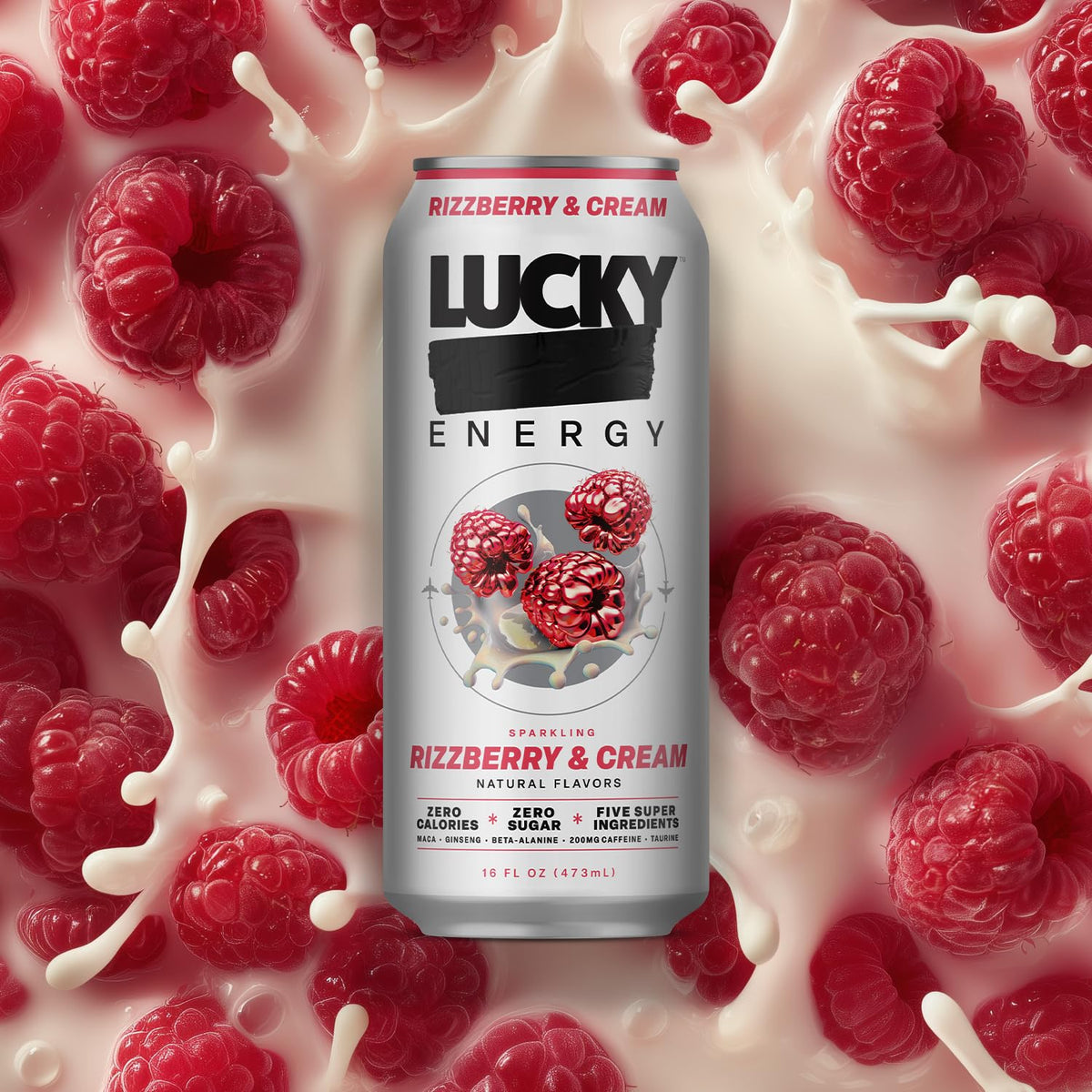 Lucky Energy 12-pack packaging on shelf offers convenient energy.