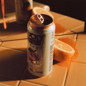 Lucky Energy zero sugar can illustrating clean energy without calories