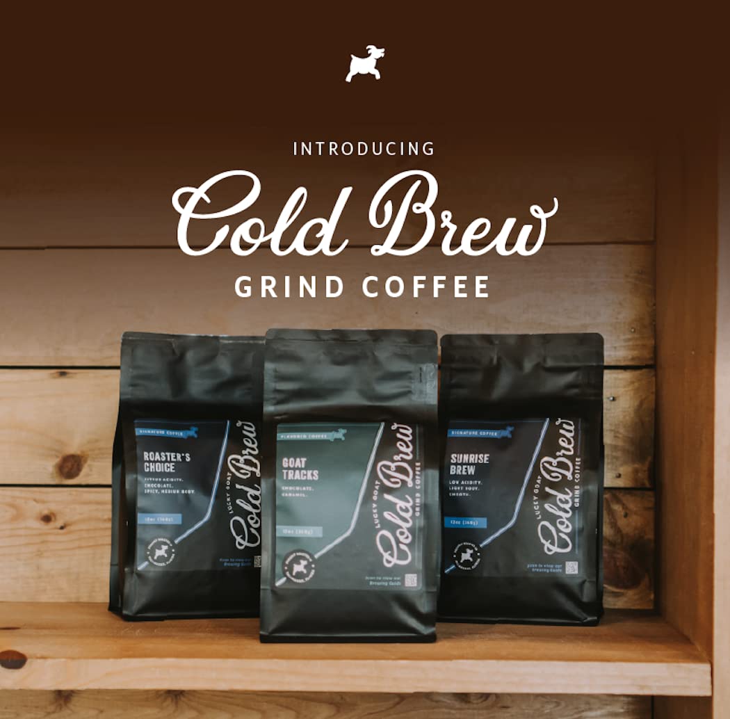 Lucky Goat arabica beans label emphasizing 100% Arabica origin.