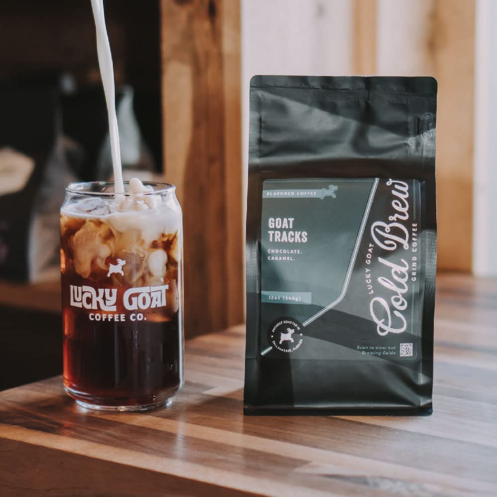 Lucky Goat goat tracks flavor profile on package highlighting chocolate caramel notes.