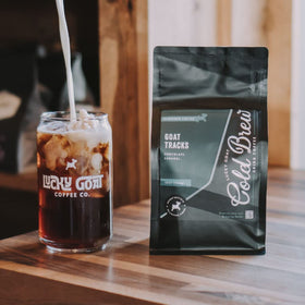 Lucky Goat goat tracks flavor profile on package highlighting chocolate caramel notes.