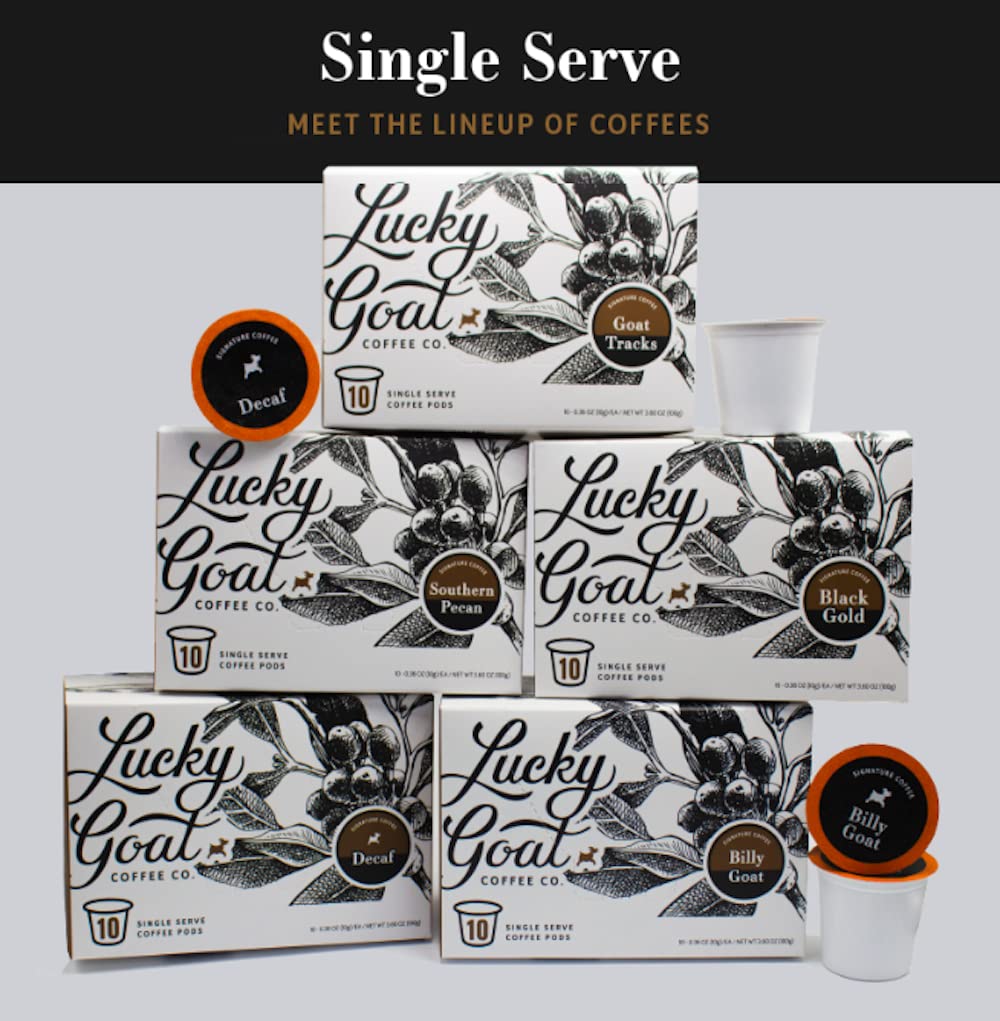 Lucky Goat Southern Pecan pods brewed cup capturing nutty sweet finish