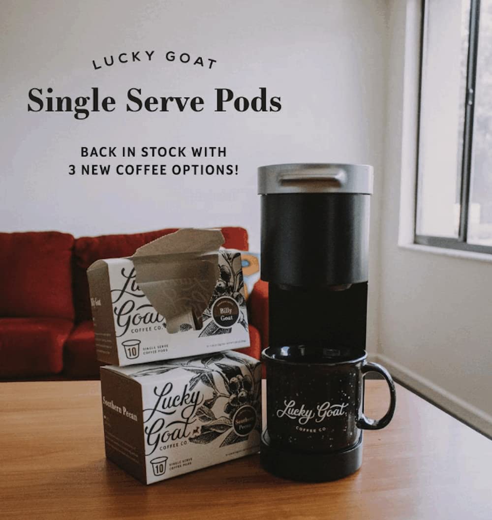 Lucky Goat Southern Pecan pods single pod showing Keurig compatibility