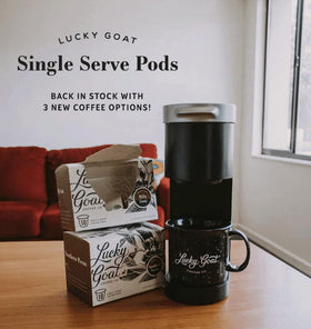 Lucky Goat Southern Pecan pods single pod showing Keurig compatibility