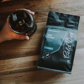 Lucky Goat three-step brewing cue for quick cold brew at home.