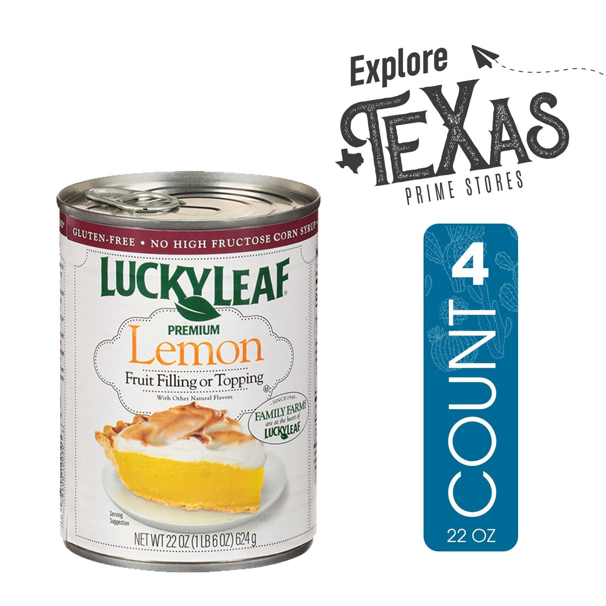 Lucky Leaf pie filling label closeup highlighting lemon flavor quality