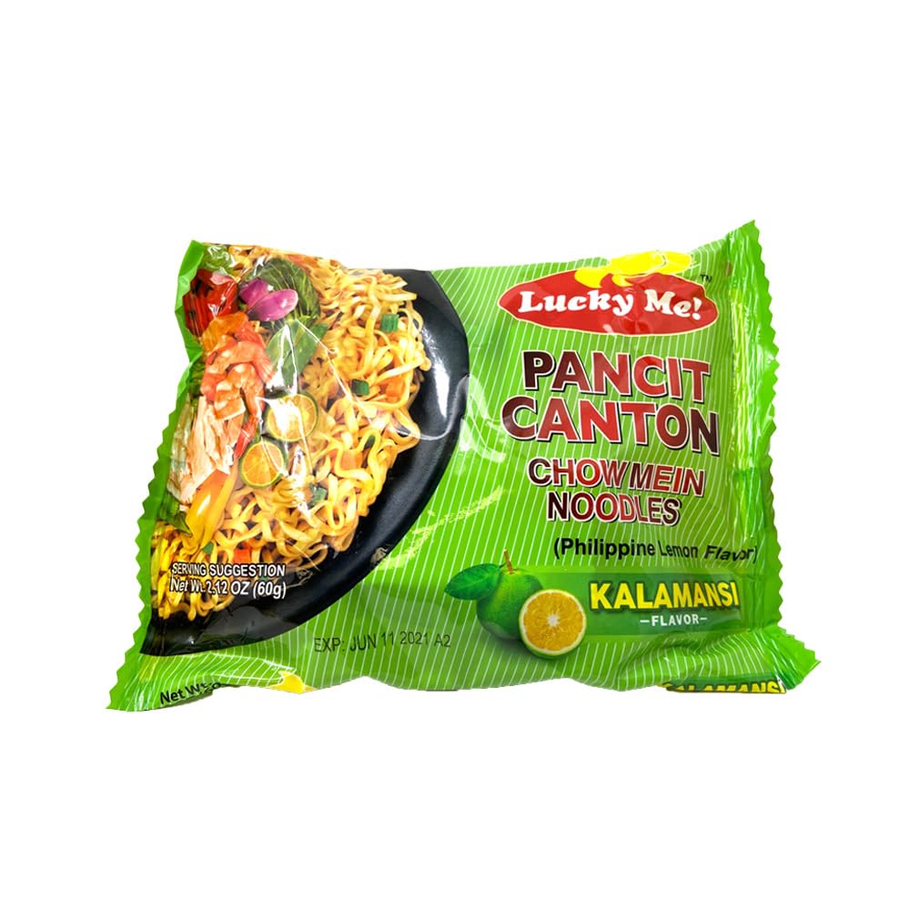 Lucky Me! Pancit Canton Kalamansi cooked dish plated ready for sharing.