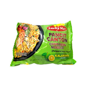 Lucky Me! Pancit Canton Kalamansi cooked dish plated ready for sharing.