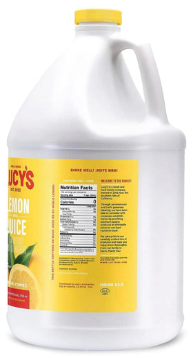 Pouring Lucy’s Lemon Juice Gallon to show easy dispensing.