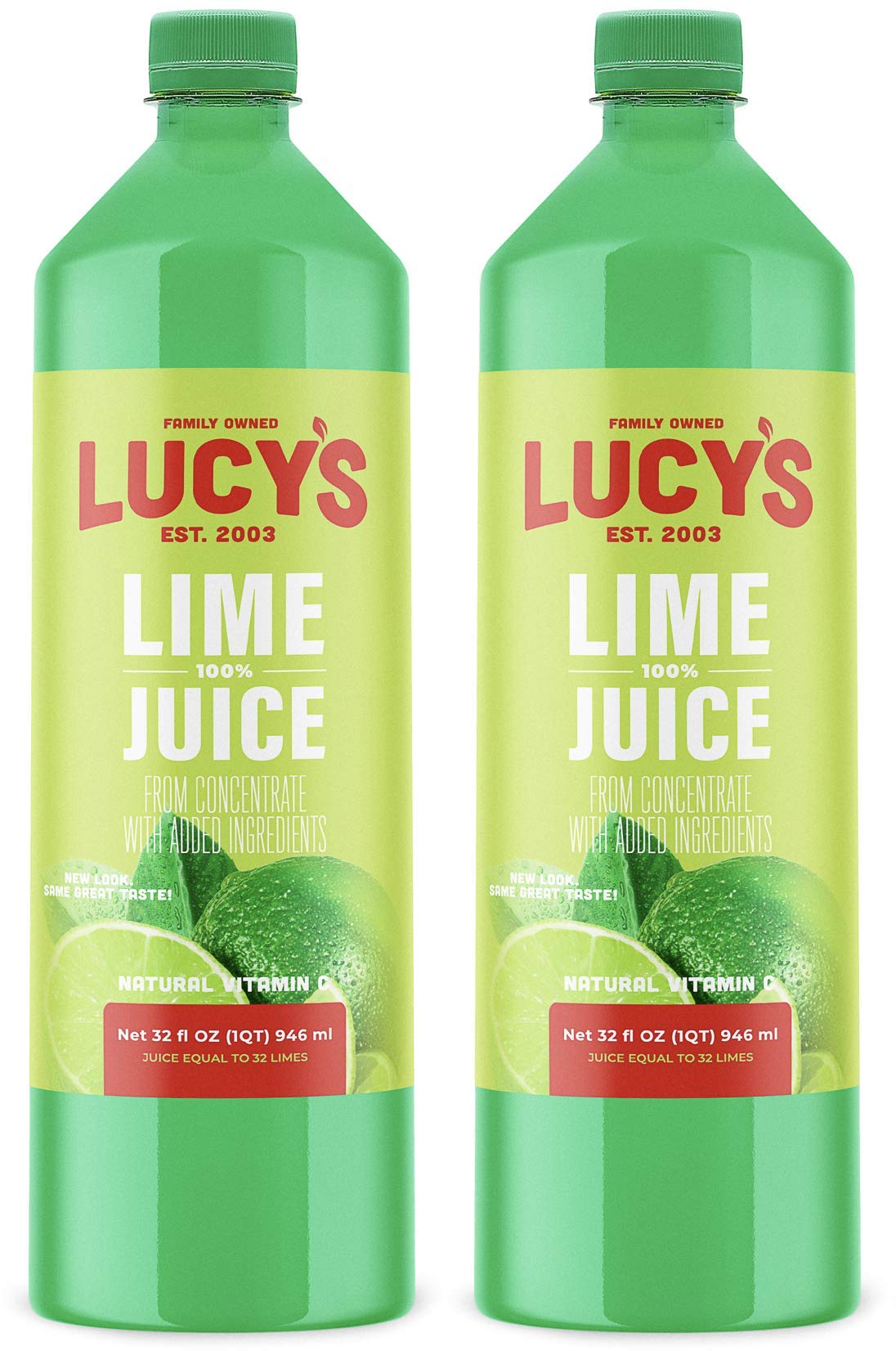 Lucy’s Lime Juice 32oz bottle 2-pack for convenient summer drinks.