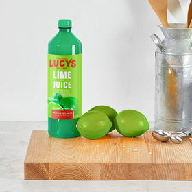 Lucy’s Premium Lime Juice from concentrate preserves fresh lime flavor for cocktails.