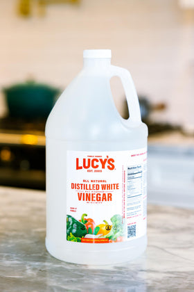 Lucy’s White Vinegar in spray or dilution offers eco-friendly home cleaning.
