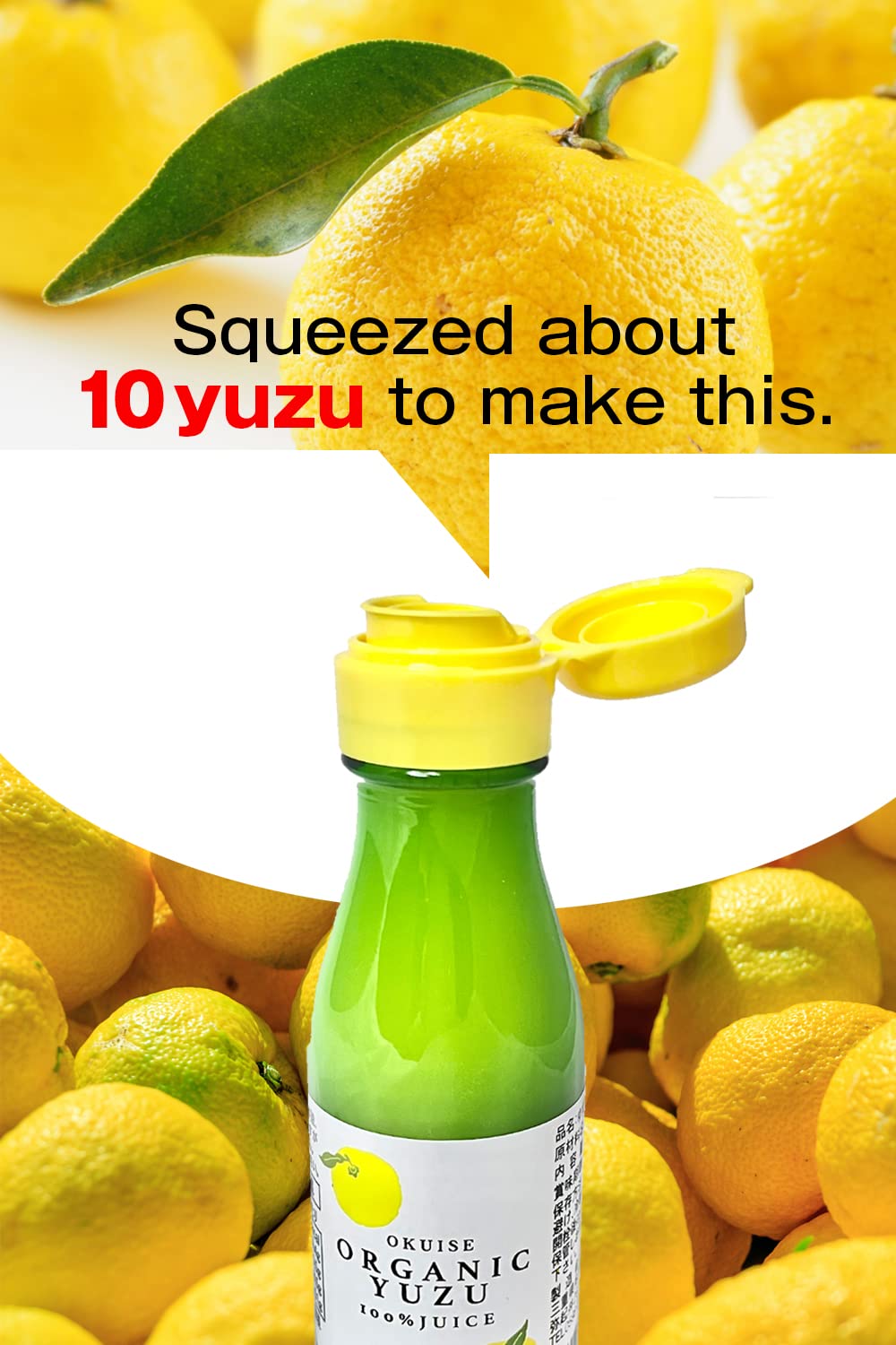 LUIJHGVC Yuzu juice bottle top view with seal