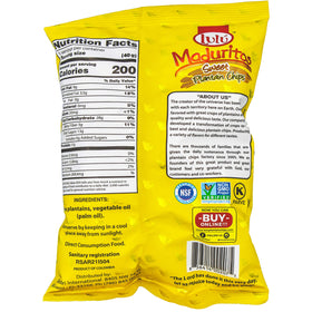 LULU Maduritos ingredients label, shows non GMO and kosher certification icons for trust