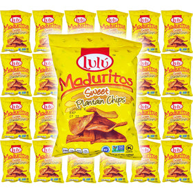 LULU Maduritos sweet plantain chips pack front, a gluten-free snack option