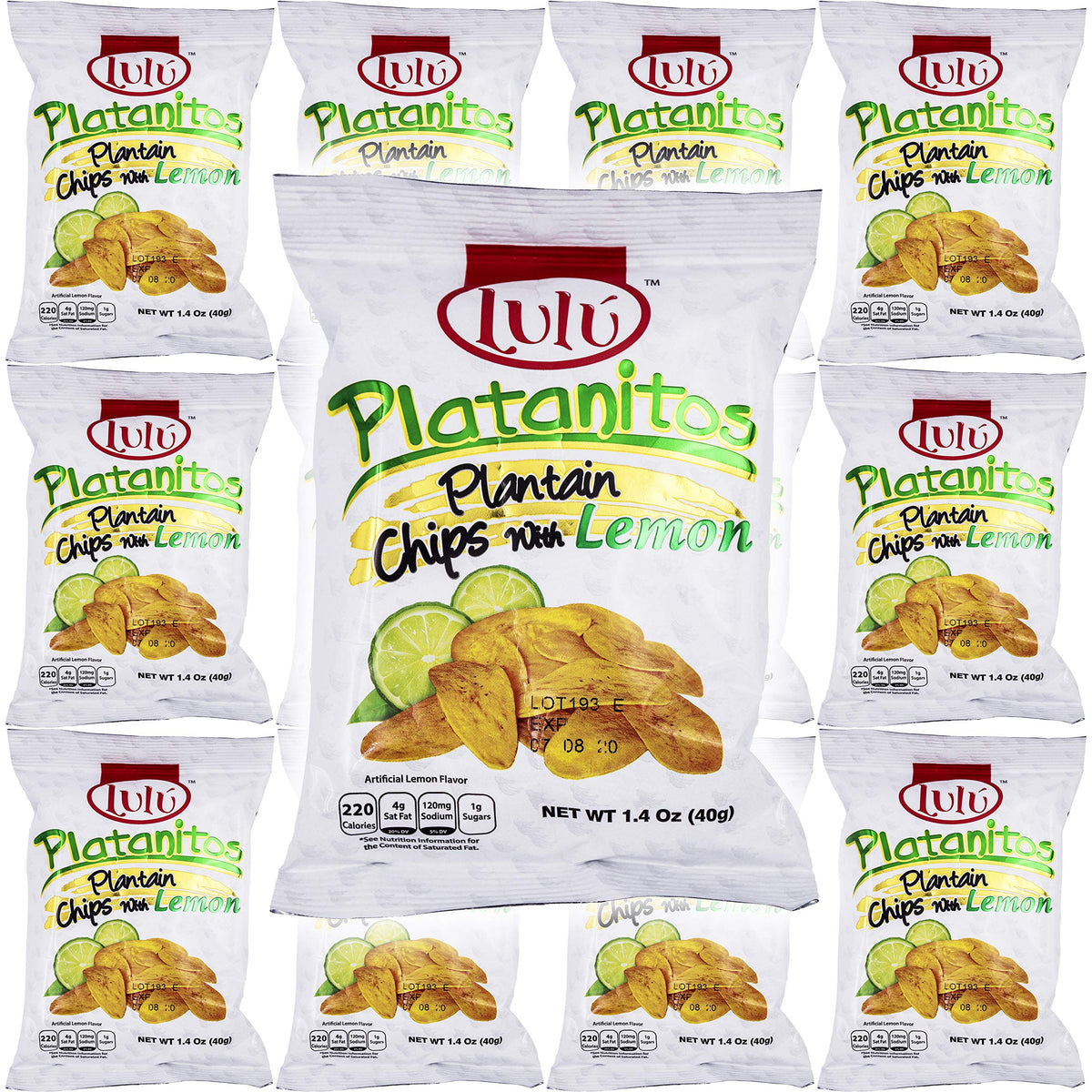 LULU Plantain Chips Lemon bag exterior, ideal for on-the-go snacking.