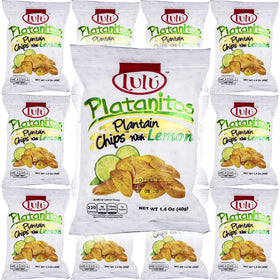 LULU Plantain Chips Lemon bag exterior, ideal for on-the-go snacking.