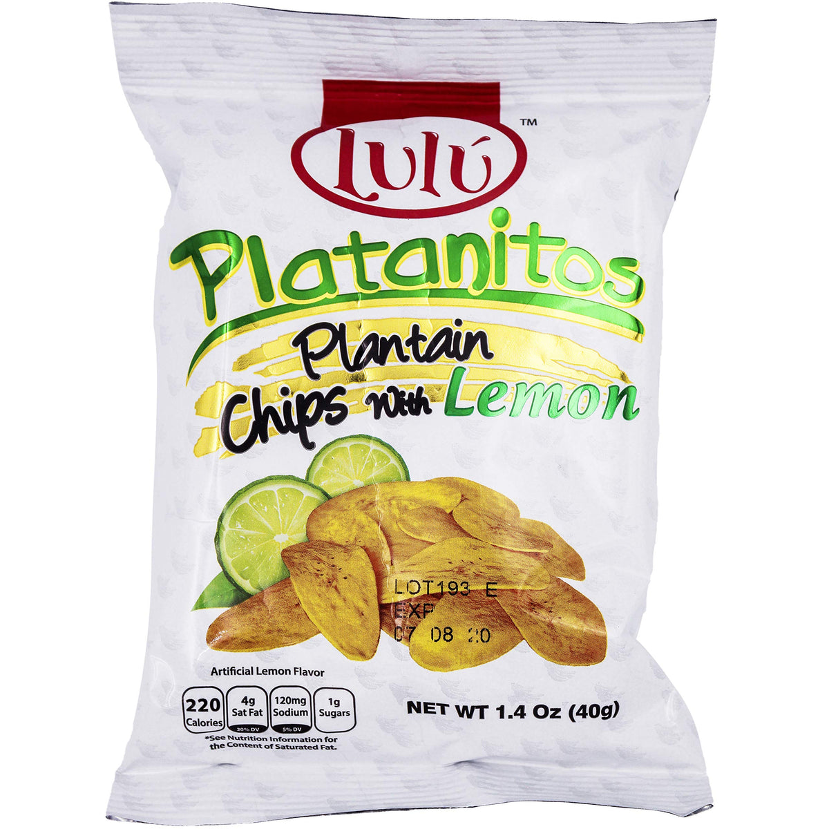 LULU Plantain Chips Lemon close-up showing crisp texture and zest.
