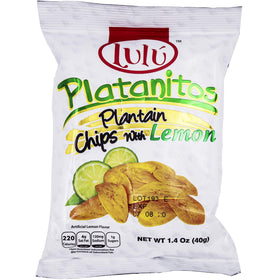 LULU Plantain Chips Lemon close-up showing crisp texture and zest.