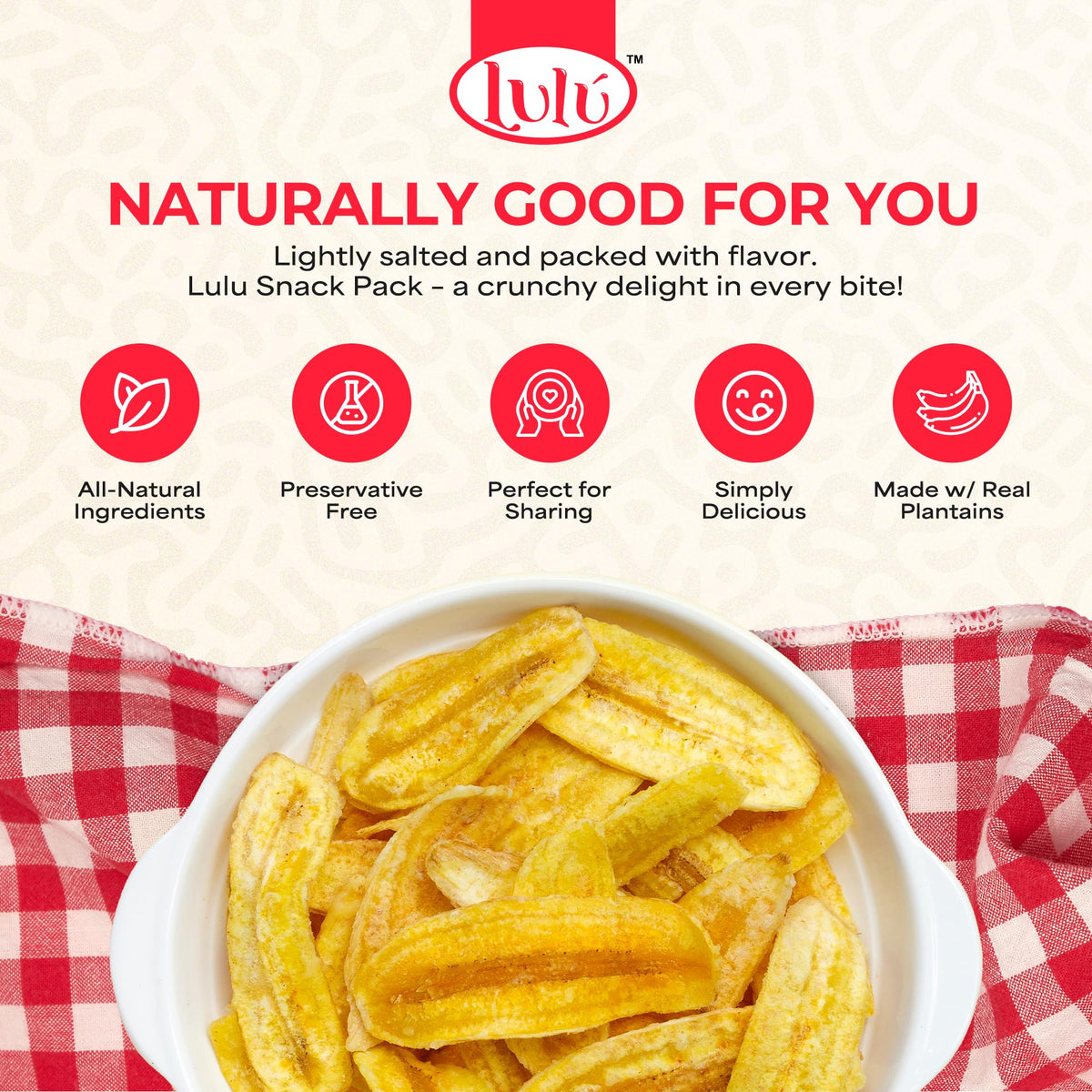 LULU Plantain Chips Sweet flavor bag with tropical twist.