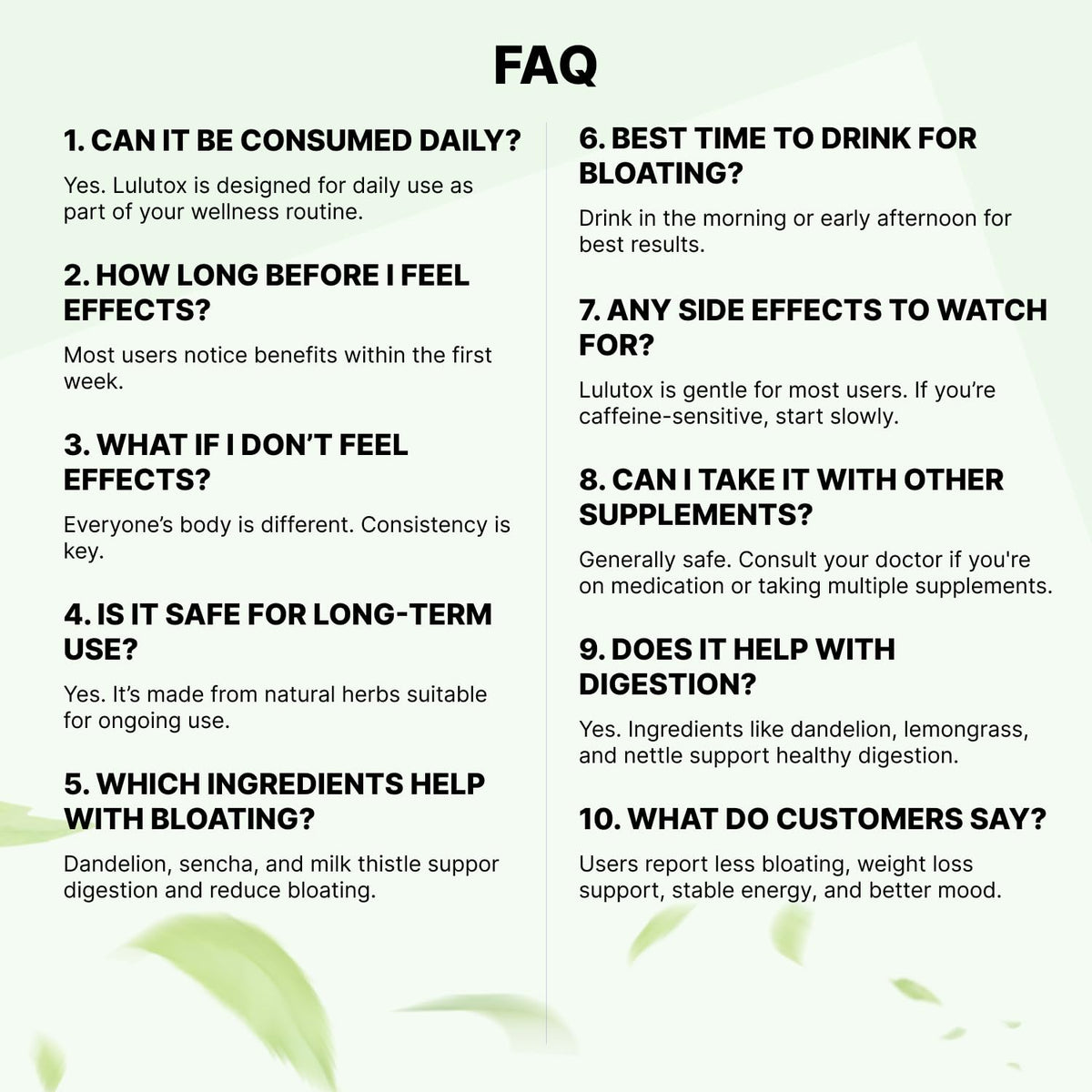 LULUTOX Detox Tea bloating-relief visual suggests gentle comfort after meals