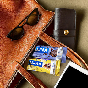Retail shelf with Luna Bar Mash-Ups LemonZest Blueberry display