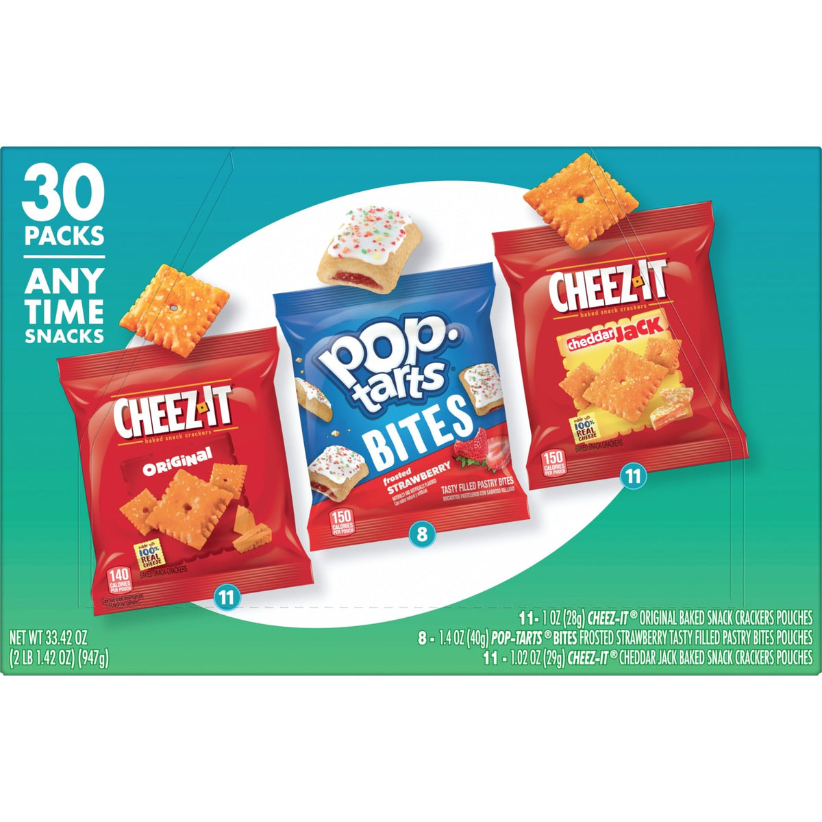 Lunchbox-ready Pop-Tarts and Cheez-Its in compact pouches