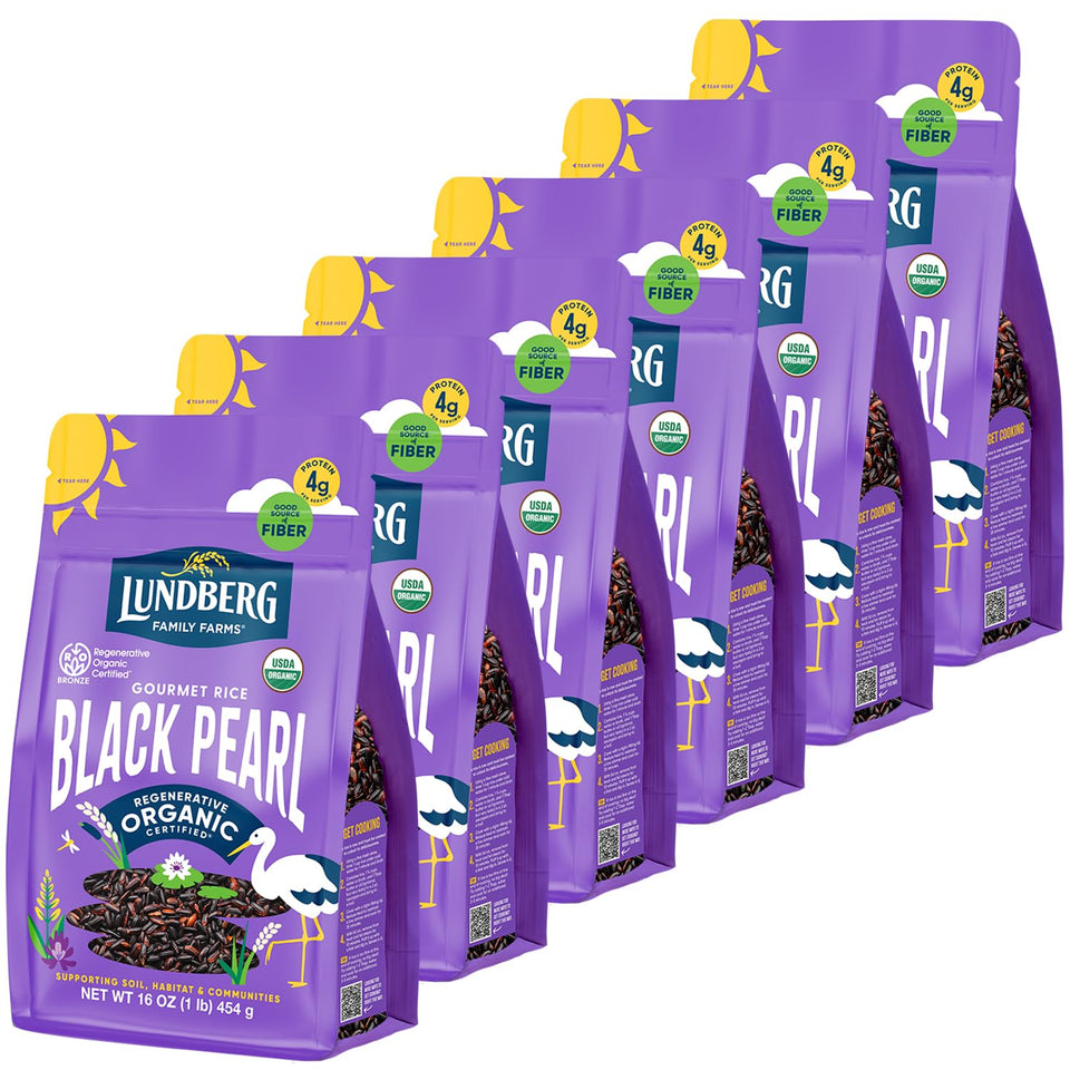 Lundberg Black Pearl Rice 6-pack front view for pantry convenience