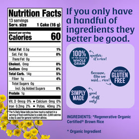 Lundberg brown rice cakes non-GMO certified quality and purity.