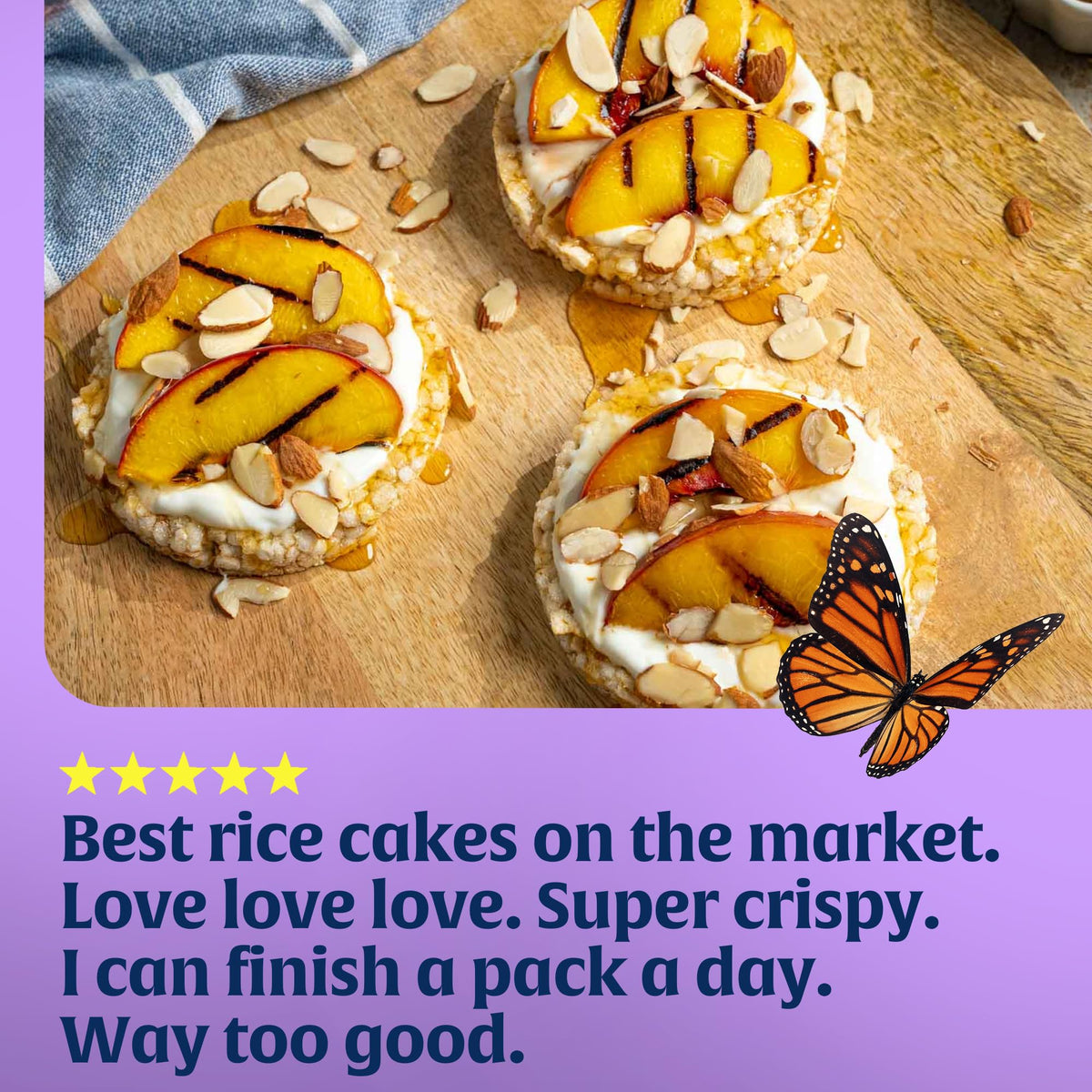 Lundberg brown rice cakes sustainability angle highlighting eco-friendly farming.