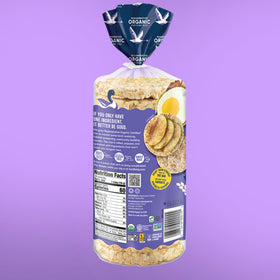 Lundberg brown rice cakes thin crackers reveal delicate crunch for quick bites.